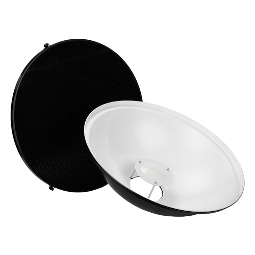 Fotodiox Pro Beauty Dish with Speedotron Speedring for Speedotron Black and Brown Line - All Metal, Soft White Interior