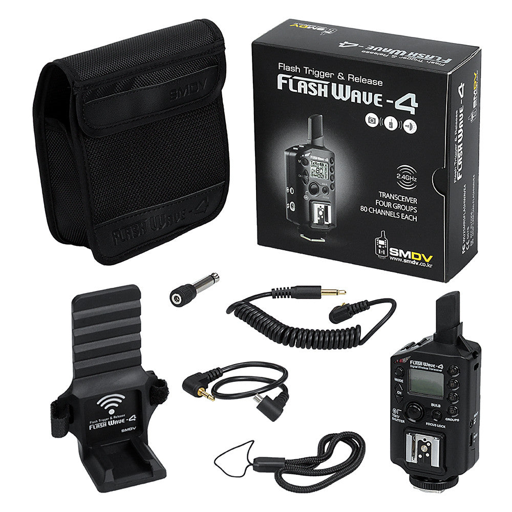 SMDV Flash Wave-4 Professional Flash Trigger & Release - 2.4GHz 80-Channel Digital Dual Radio Transceiver for Studio Strobe, Flash and Camera